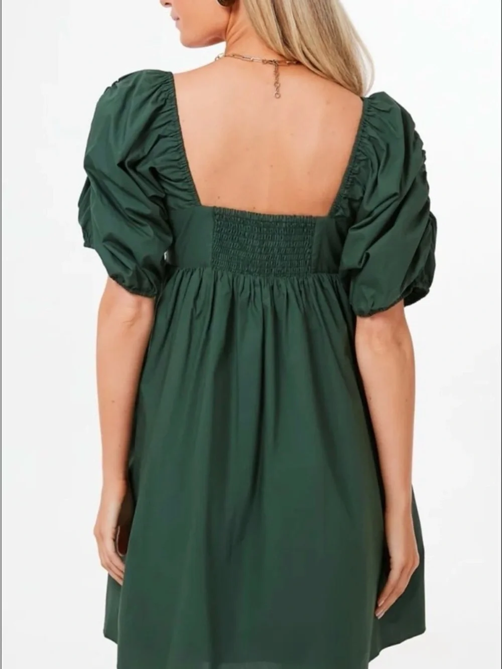 Tuckernuck Hyacinth House Emerald Puff Sleeve Sasha Mini Dress Size S MSRP $178
